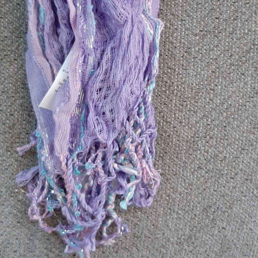 NWT Set of 2 Girls Silver & Purple Scarfs, OS - Picture 3 of 12